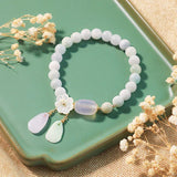 Bracelet Jade Blanc et Agate Porte-Bonheur - Biloria
