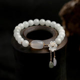 Bracelet Jade Blanc et Agate Porte-Bonheur - Biloria