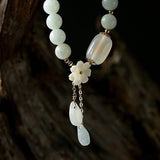 Bracelet Jade Blanc et Agate Porte-Bonheur - Biloria