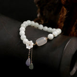 Bracelet Jade Blanc et Agate Porte-Bonheur - Biloria