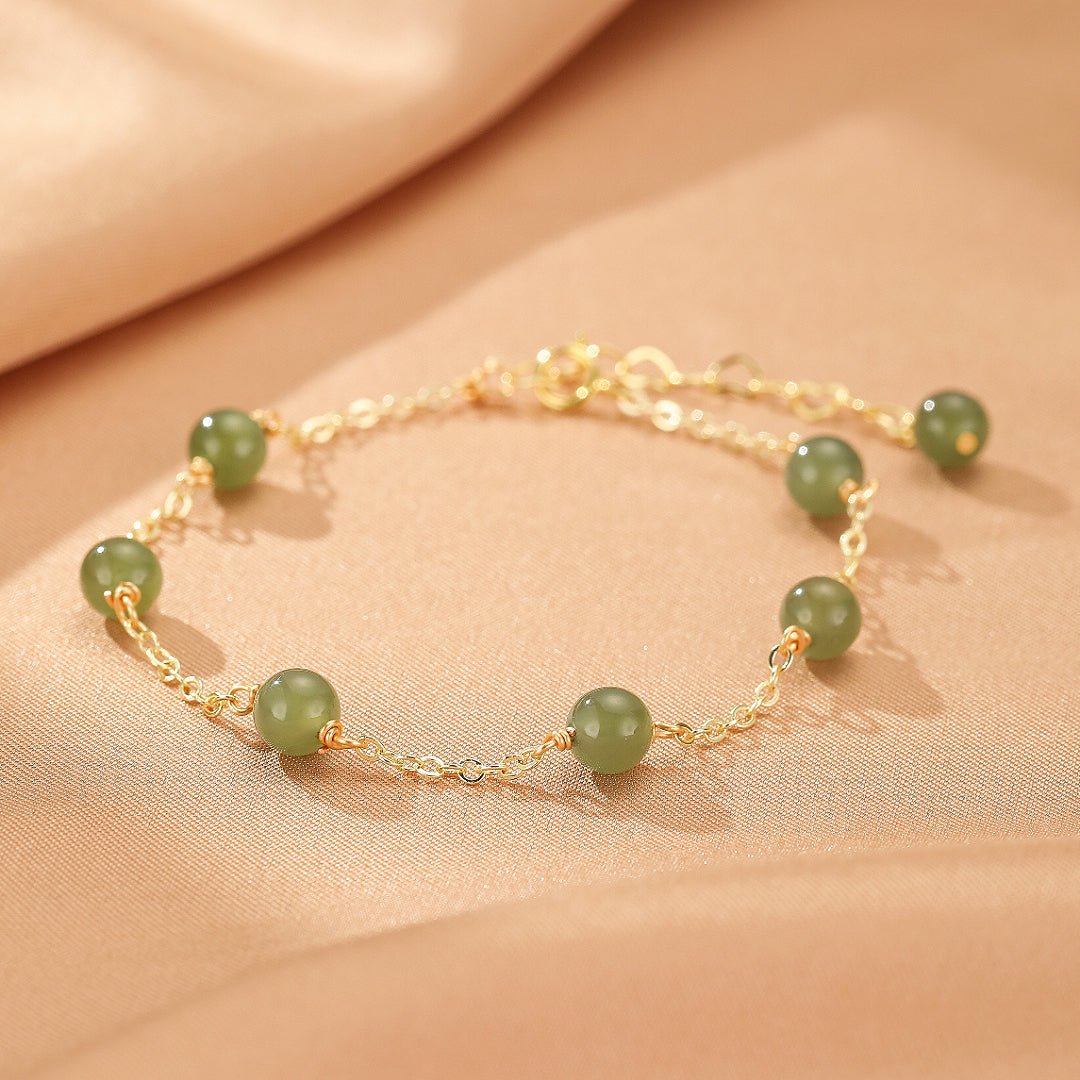 Bracelet Jade Harmonie Dorée – Argent Plaqué Or 14K - Biloria