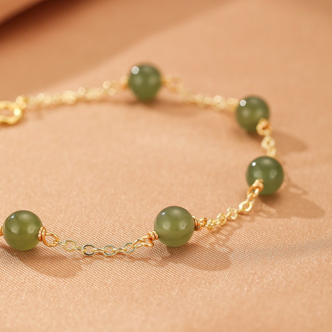 Bracelet Jade Harmonie Dorée – Argent Plaqué Or 14K - Biloria