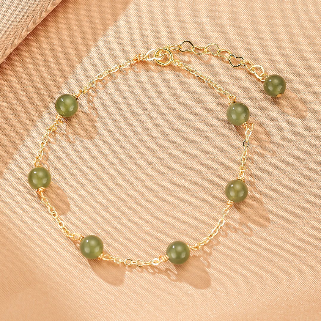 Bracelet Jade Harmonie Dorée – Argent Plaqué Or 14K - Biloria