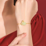 Bracelet Jade Lapin Argent Plaqué Or – Sagesse & Harmonie - Biloria