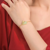 Bracelet Jade Lapin Argent Plaqué Or – Sagesse & Harmonie - Biloria