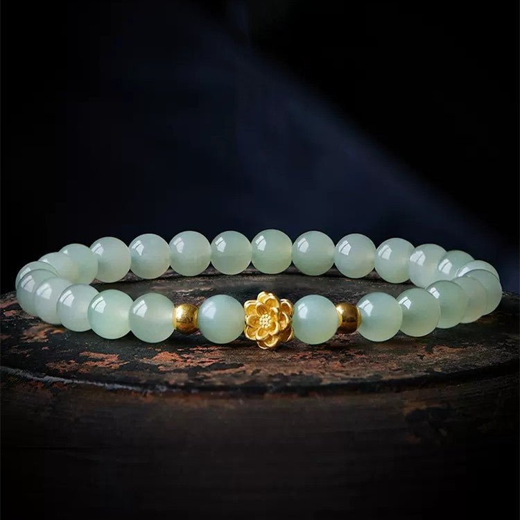 Bracelet Jade Lotus Plaqué Or Réussite - Biloria
