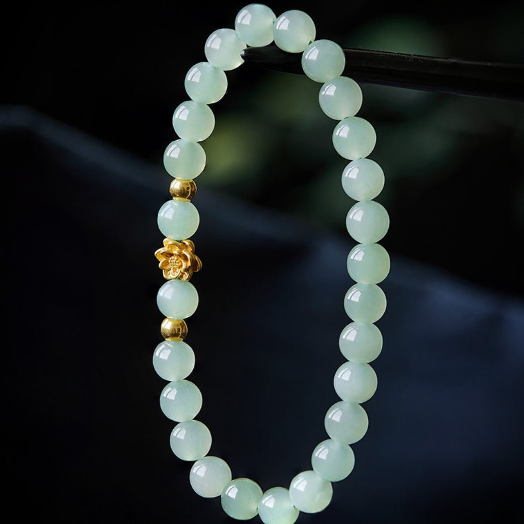 Bracelet Jade Lotus Plaqué Or Réussite - Biloria