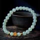 Bracelet Jade Lotus Plaqué Or Réussite - Biloria