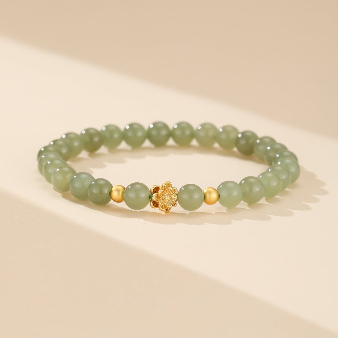 Bracelet Jade Lotus Plaqué Or Réussite - Biloria