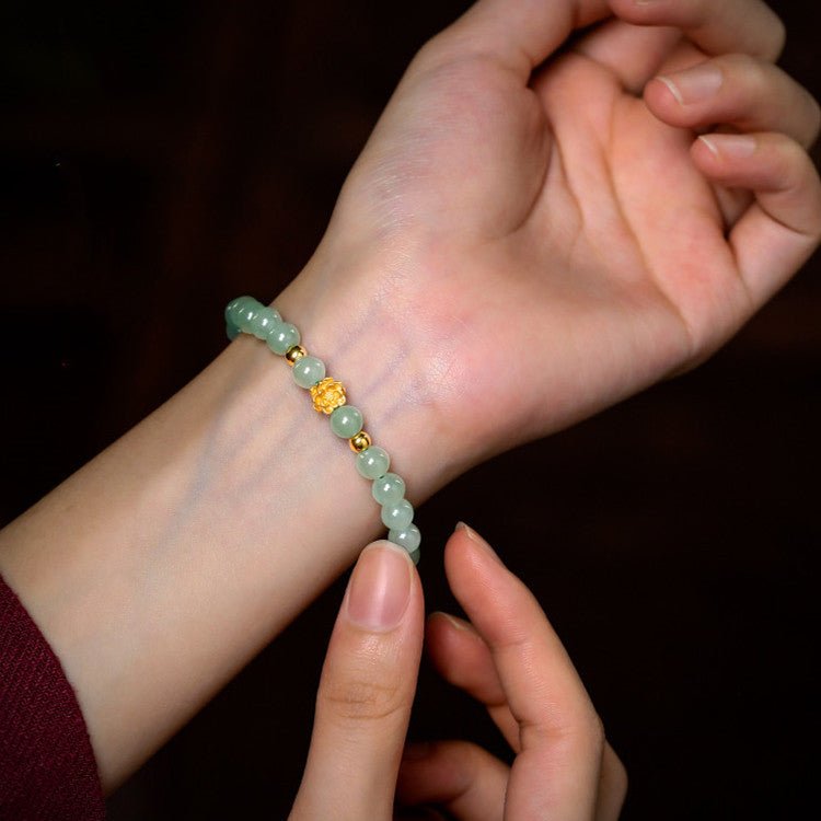 Bracelet Jade Lotus Plaqué Or Réussite - Biloria