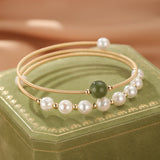 Bracelet Jade Néphrite et Perle – Bijou Naturel - Biloria