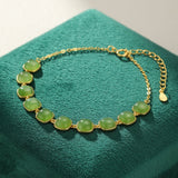 Bracelet Jade Perle de Lumière en Argent Plaqué Or - Biloria