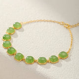 Bracelet Jade Perle de Lumière en Argent Plaqué Or - Biloria