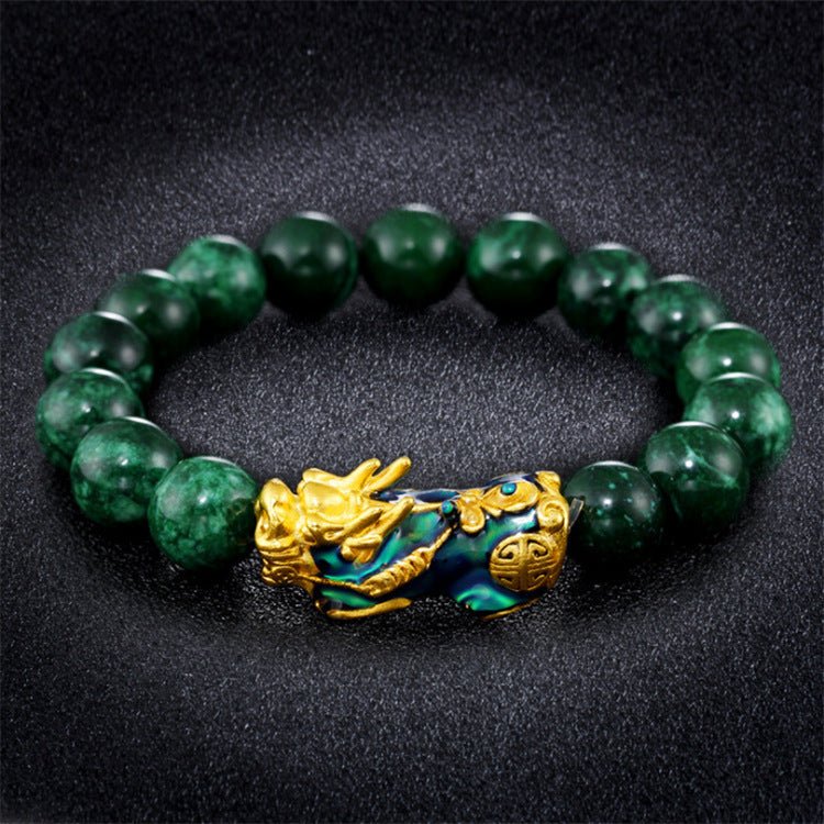 Bracelet Jade Pi Xiu 10 mm ou 12 mm Protection Prospérité - Biloria