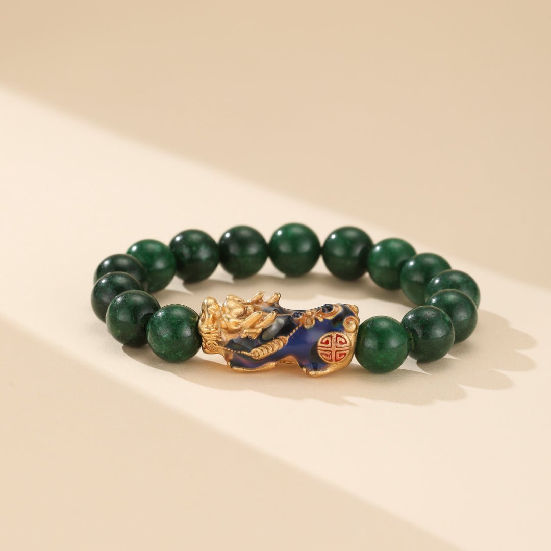 Bracelet Jade Pi Xiu 10 mm ou 12 mm Protection Prospérité - Biloria