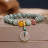 Bracelet Jade Vert et Blanc 8mm - Fait Main - Biloria