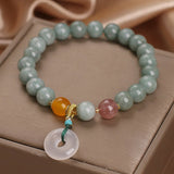 Bracelet Jade Vert et Blanc 8mm - Fait Main - Biloria