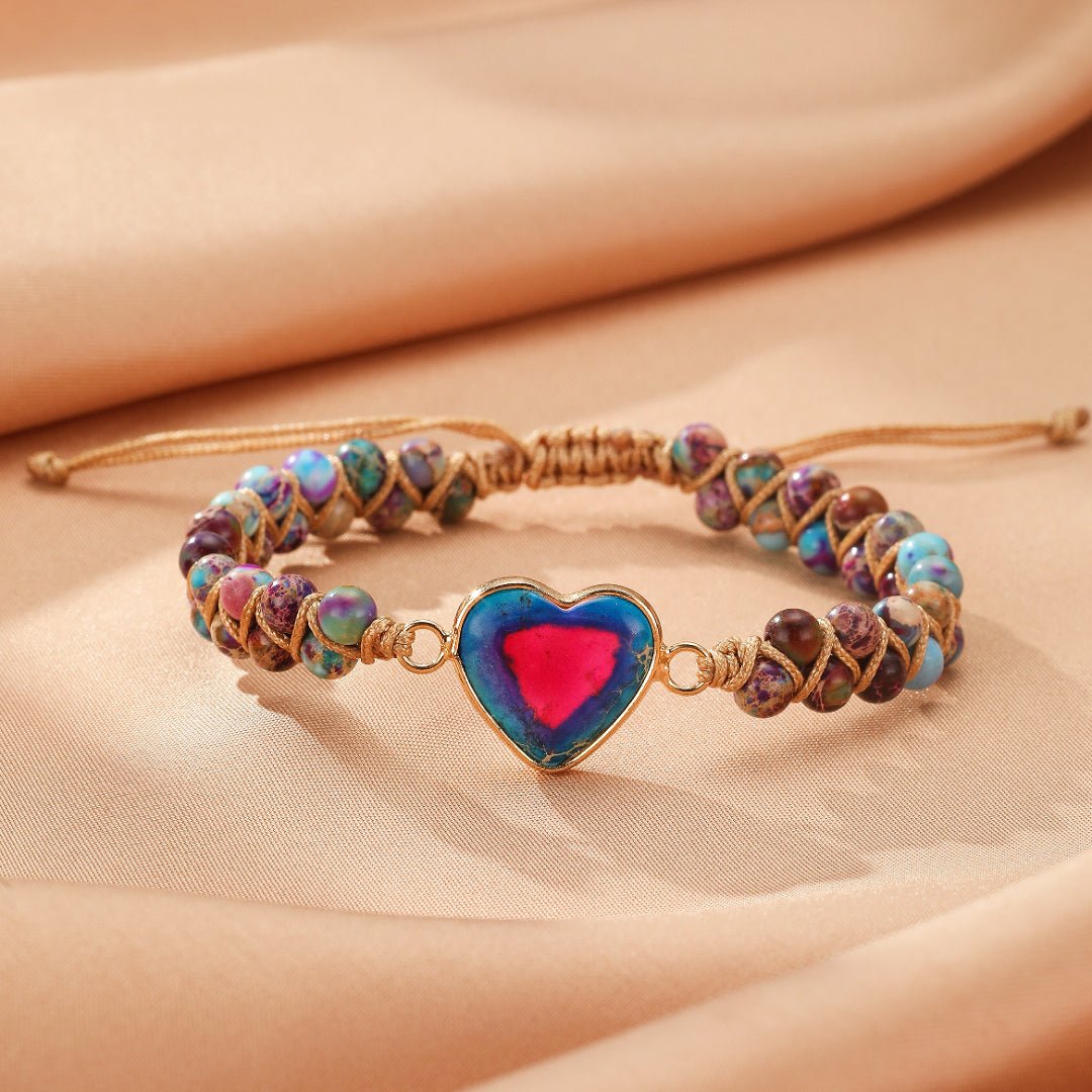 Bracelet Jaspe Cœur pour l'Amour et l'Équilibre - Biloria