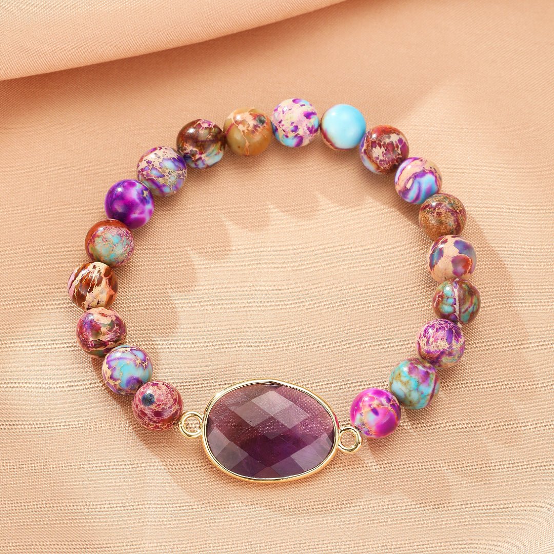 Bracelet Jaspe Violet Marbré - Pierre d'Équilibre et Protection - Biloria