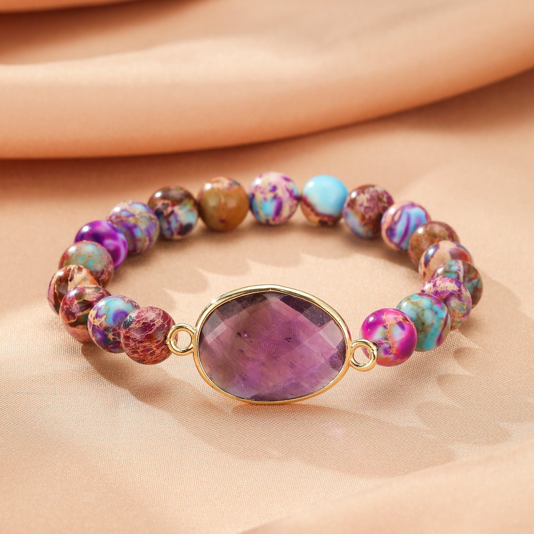 Bracelet Jaspe Violet Marbré - Pierre d'Équilibre et Protection - Biloria