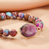 Bracelet Jaspe Violet Marbré - Pierre d'Équilibre et Protection - Biloria