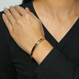 Bracelet Jonc Acier Inoxydable Doré Martelé - Bijou Énergie Solaire - Biloria