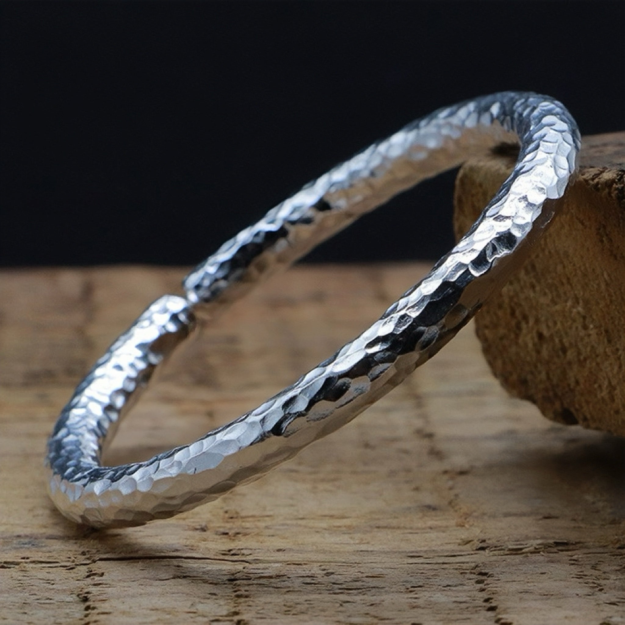 Bracelet Jonc Argent 999 Martelé | Bien-être et Protection - Biloria