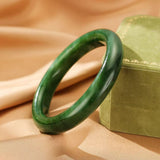Bracelet Jonc en Jade Vert Forêt – Pierre de Protection - Biloria