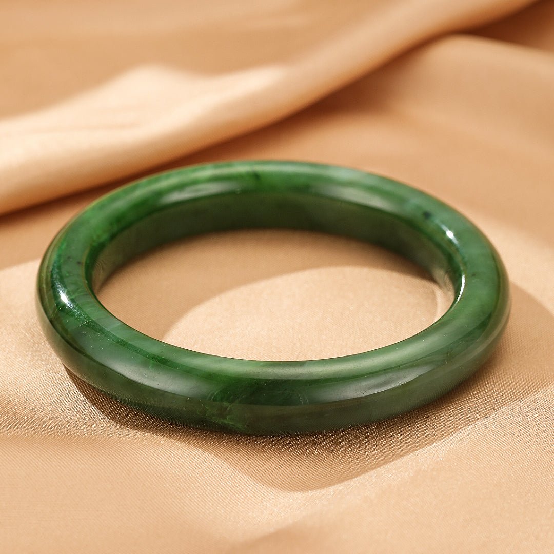 Bracelet Jonc en Jade Vert Forêt – Pierre de Protection - Biloria
