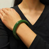 Bracelet Jonc en Jade Vert Forêt – Pierre de Protection - Biloria