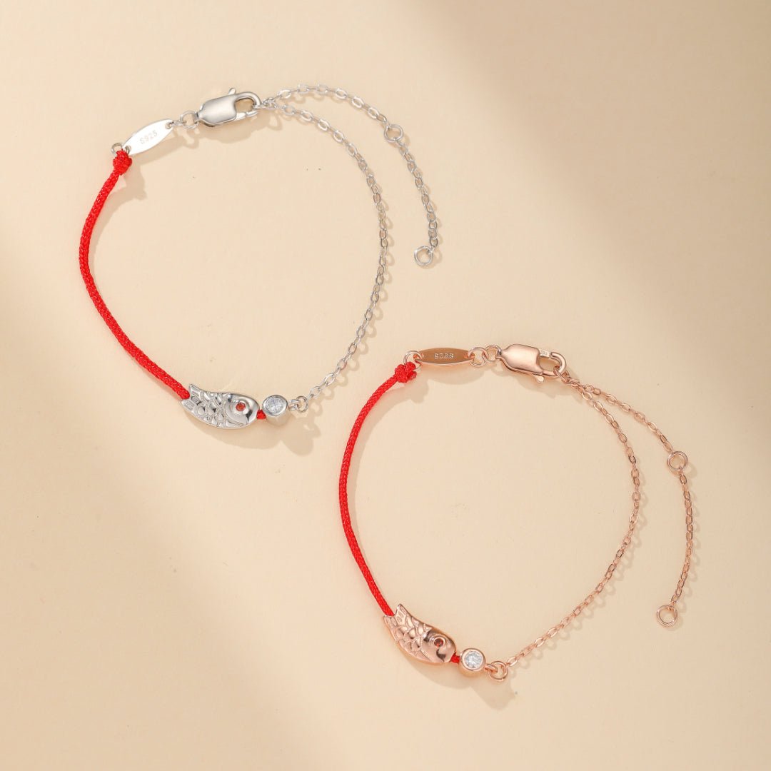 Bracelet Koï Rouge Porte-Bonheur en Argent 925 - Biloria