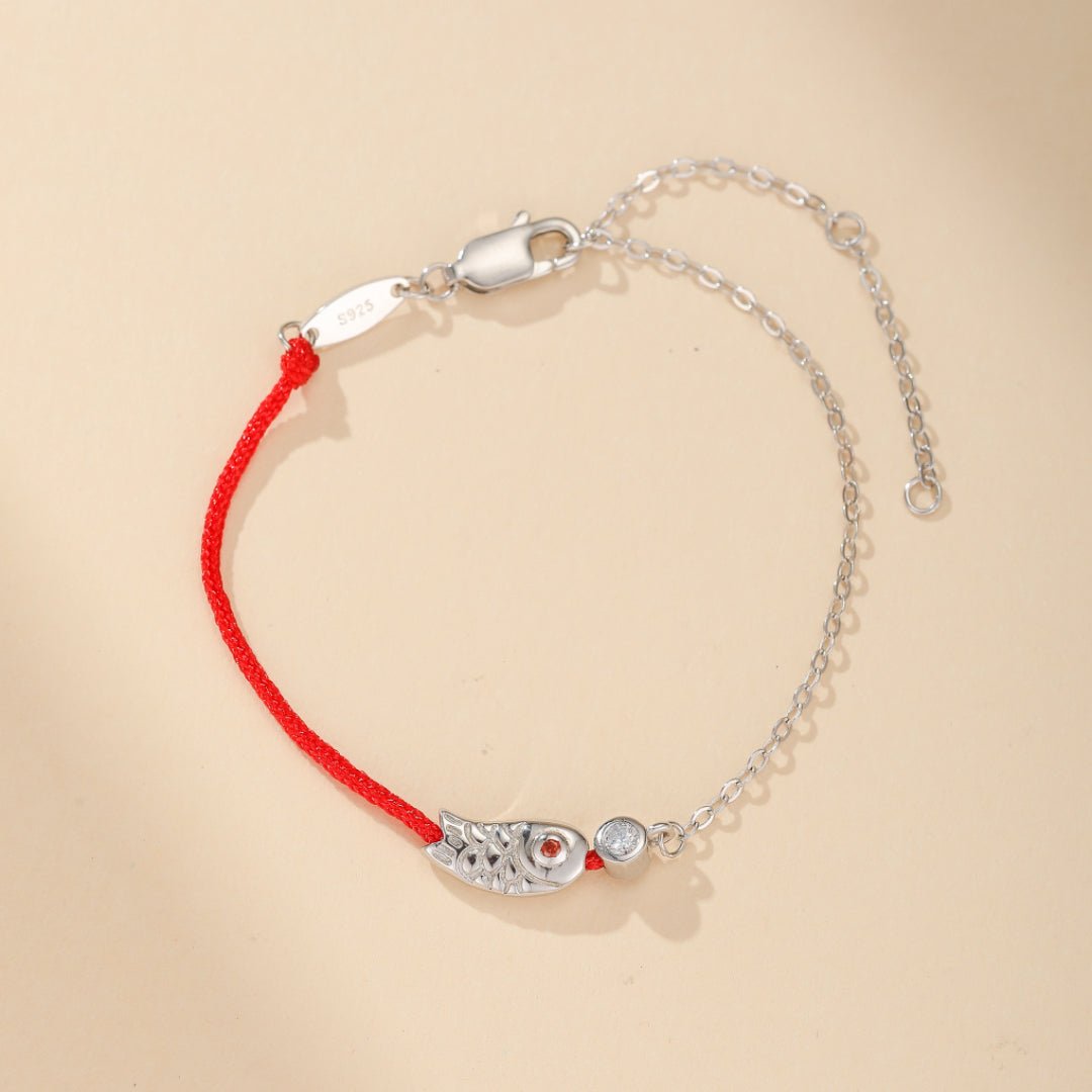 Bracelet Koï Rouge Porte-Bonheur en Argent 925 - Biloria