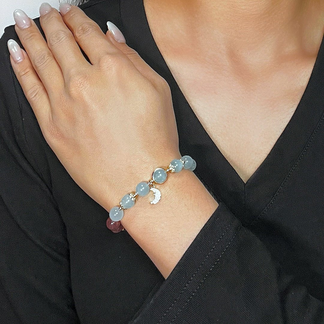 Bracelet Labradorite Aigue Marine Harmonie Lunaire - Biloria