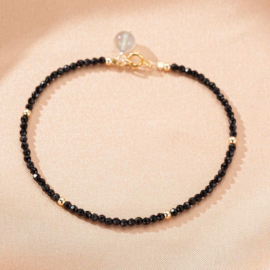 Bracelet Labradorite Cristal de Roche Spinelle Noir – Feng Shui - Biloria