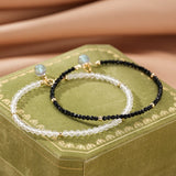 Bracelet Labradorite Cristal de Roche Spinelle Noir – Feng Shui - Biloria