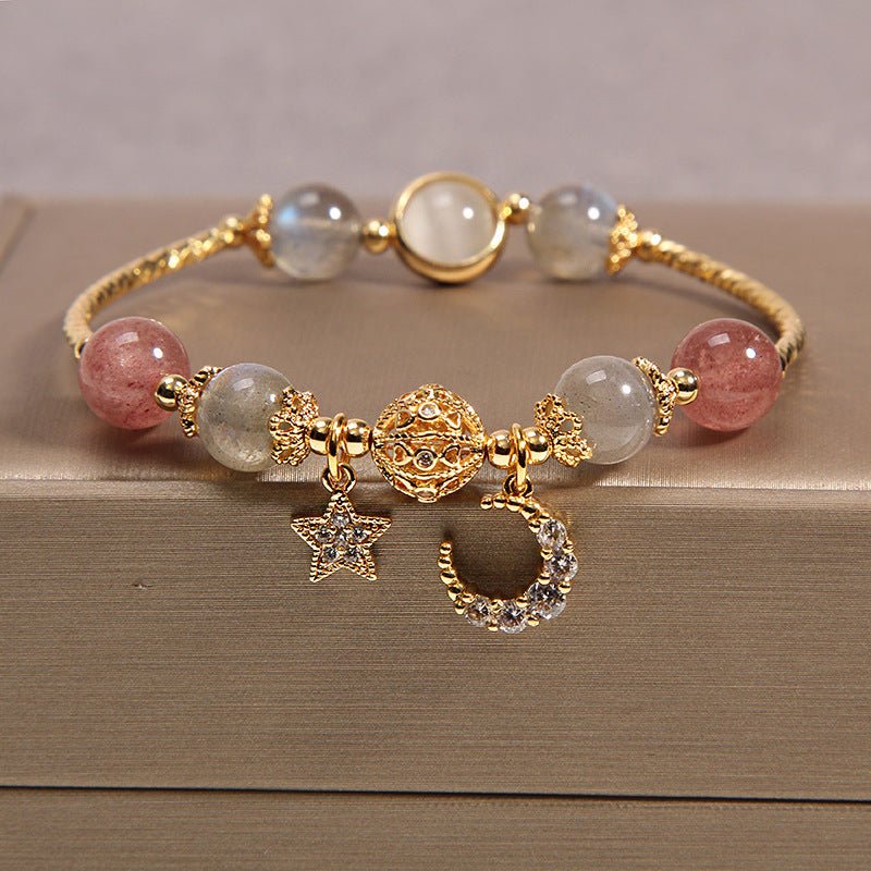 Bracelet Labradorite et Quartz Fraise pour la Sérénité - Biloria