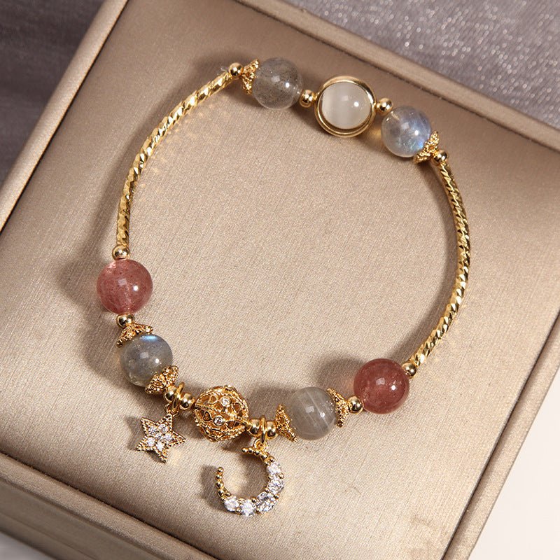 Bracelet Labradorite et Quartz Fraise pour la Sérénité - Biloria