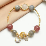 Bracelet Labradorite et Quartz Fraise pour la Sérénité - Biloria