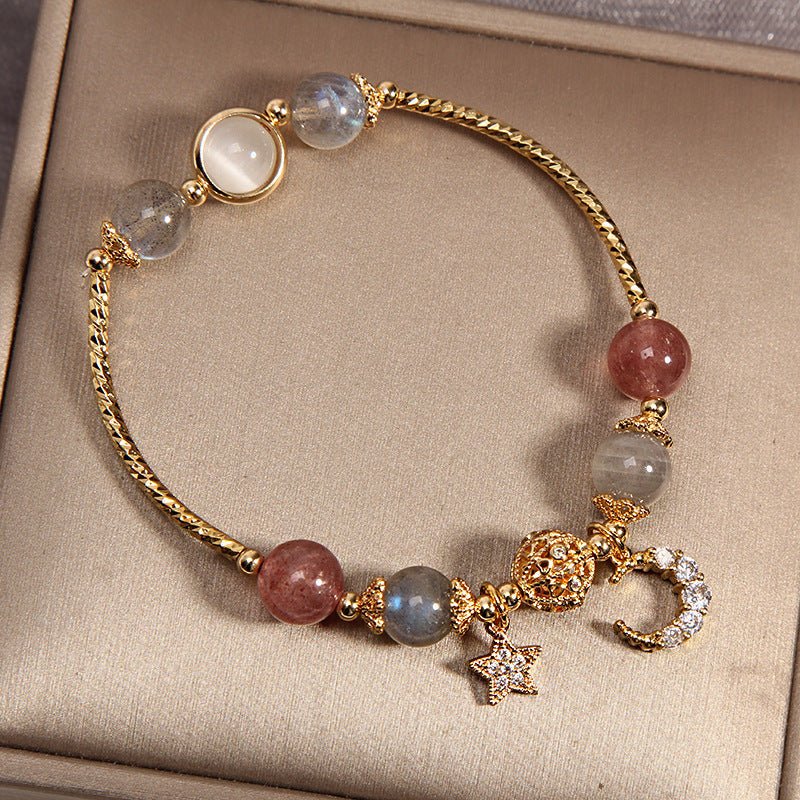 Bracelet Labradorite et Quartz Fraise pour la Sérénité - Biloria