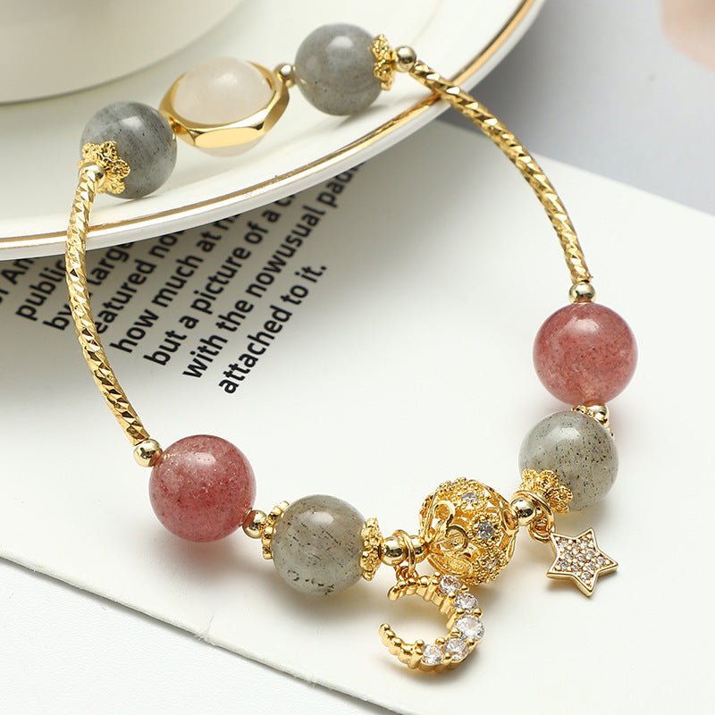 Bracelet Labradorite et Quartz Fraise pour la Sérénité - Biloria