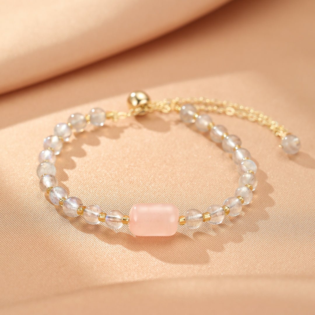 Bracelet Labradorite et Quartz Rose pour la Méditation - Biloria