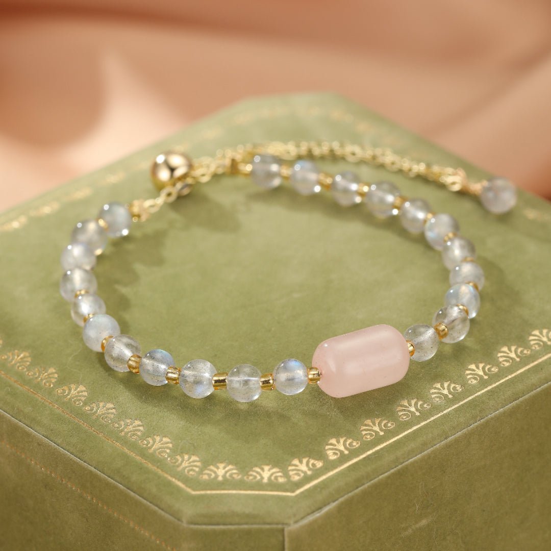 Bracelet Labradorite et Quartz Rose pour la Méditation - Biloria
