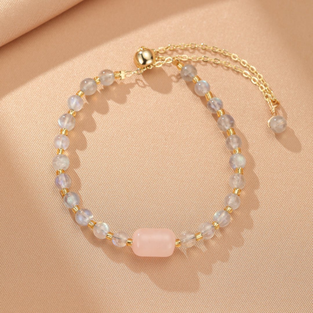 Bracelet Labradorite et Quartz Rose pour la Méditation - Biloria