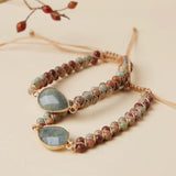 Bracelet Labradorite Jaspe Ajustable – Vitalité - Biloria