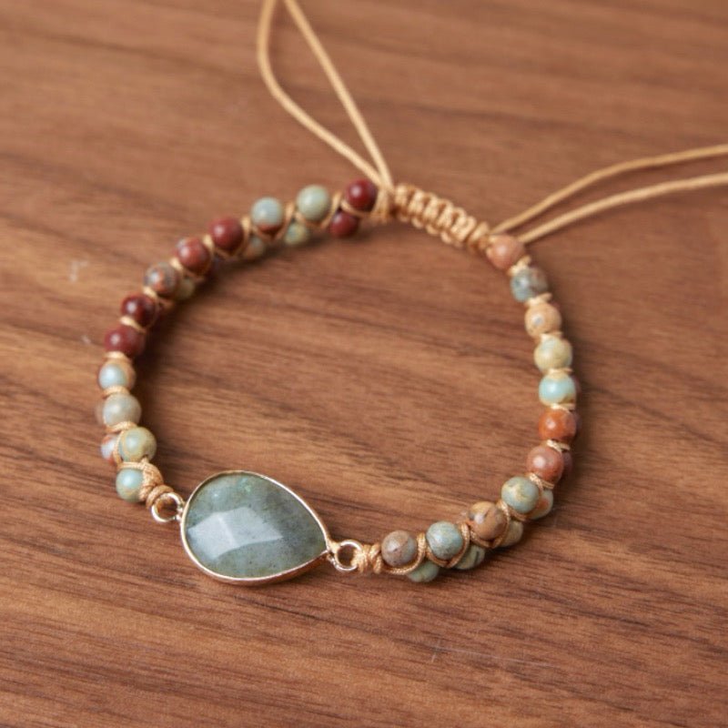 Bracelet Labradorite Jaspe Ajustable – Vitalité - Biloria