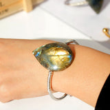 Bracelet Labradorite Jonc Protection Vitalité Pierre Naturelle - Biloria