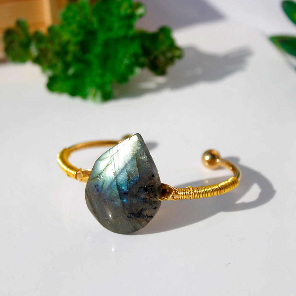 Bracelet Labradorite Jonc Protection Vitalité Pierre Naturelle - Biloria