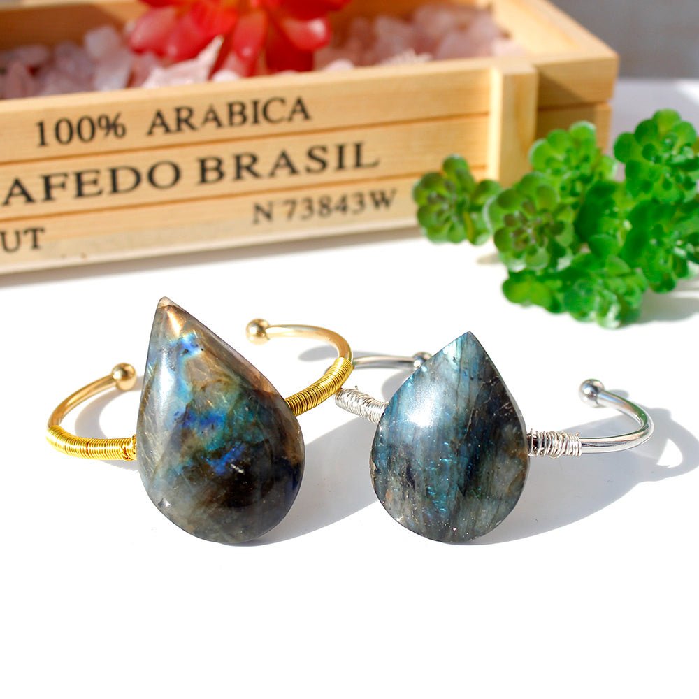 Bracelet Labradorite Jonc Protection Vitalité Pierre Naturelle - Biloria
