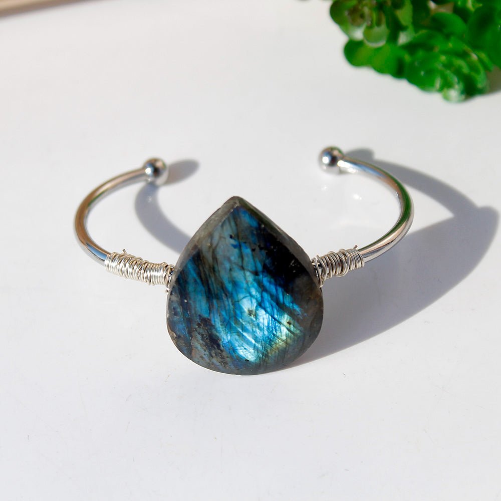 Bracelet Labradorite Jonc Protection Vitalité Pierre Naturelle - Biloria