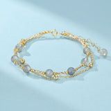 Bracelet Labradorite Laiton Plaqué Or 14K - Biloria